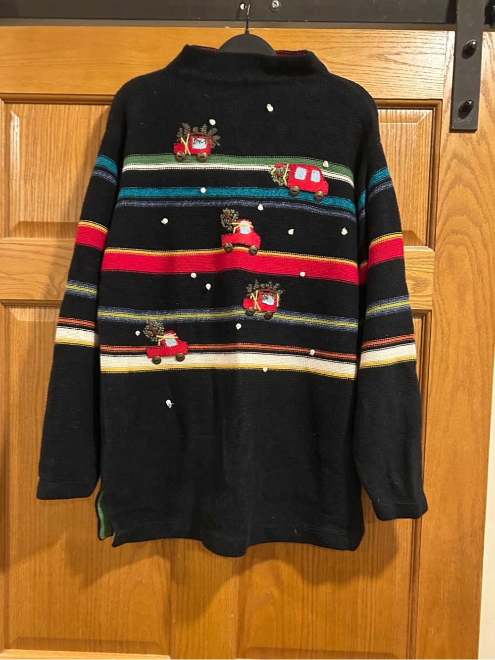 Susan Bristol Holiday Sweater with Festive Truck Embroidery Vintage 2001 Size L